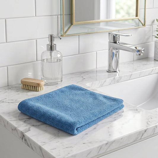 high absorbency fast cleaning and drying action for shiny taps, streak free tiles and glass in the bathroom 