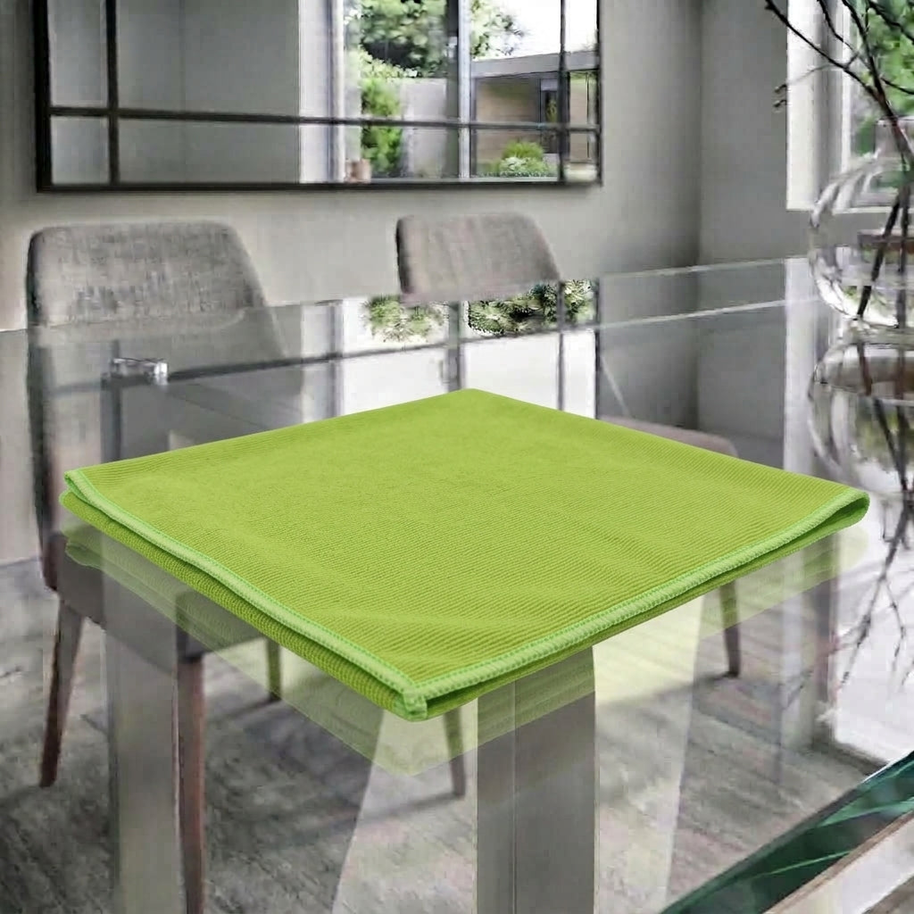 smear free and streak free cleaning cloth removes dirt grime and finger prints from glass windows and mirrors