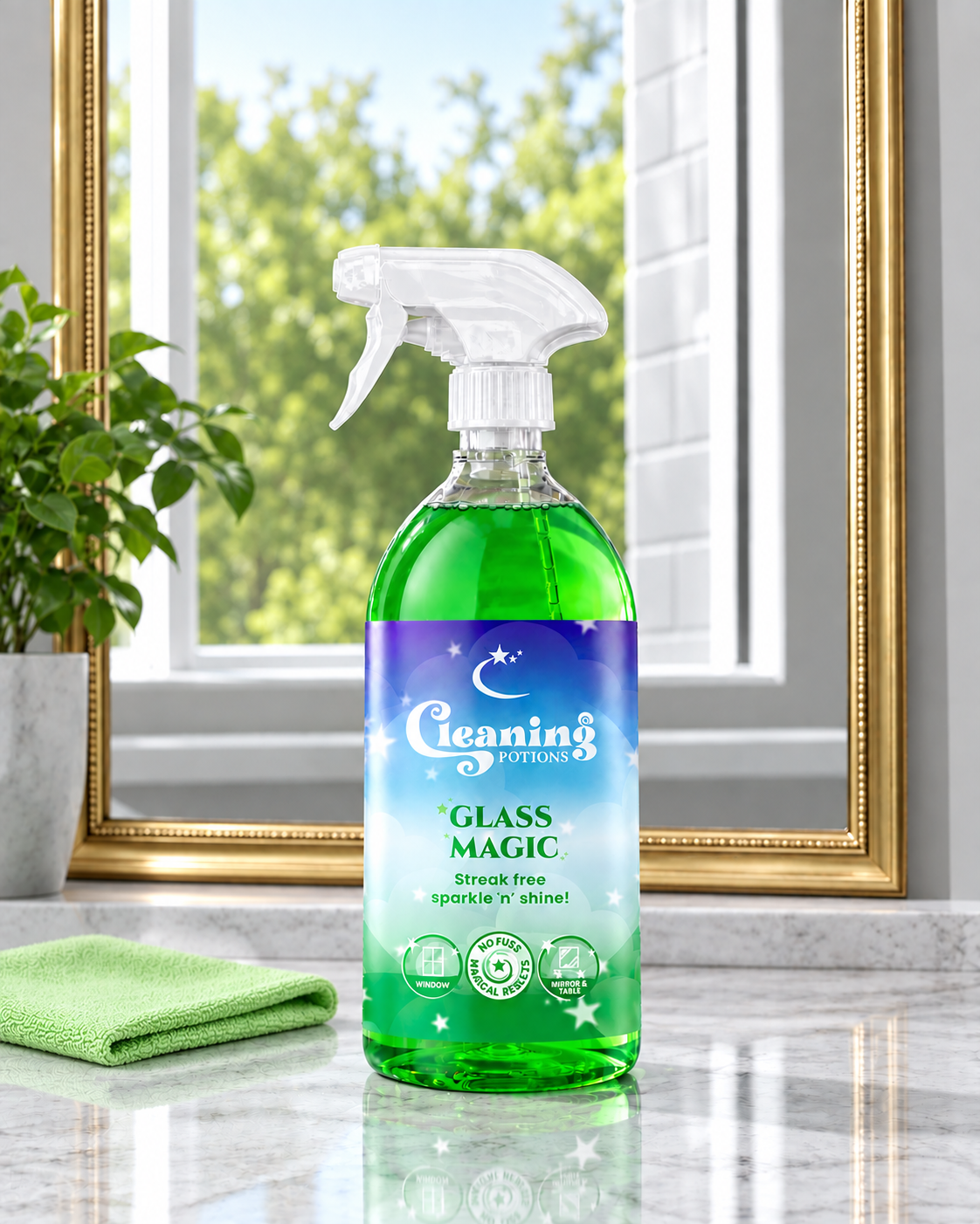 Glass Cleaner Spray For Streak & Smear Free Mirrors Windows Glass Tables