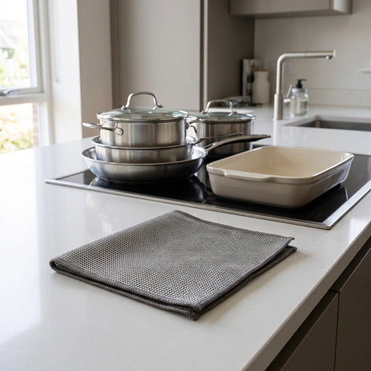 Wipe away burnt on food and residues from pots pans and air fryers with less effort